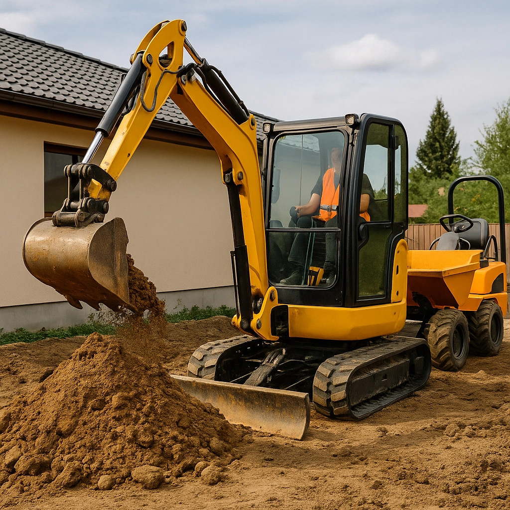 Minibager a Dumper na zákazke pri Žiline