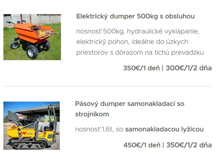Elektrický dumper 500 kg a pásový dumper 1,6 t – nové stroje v ponuke RUMANA pre zemné práce