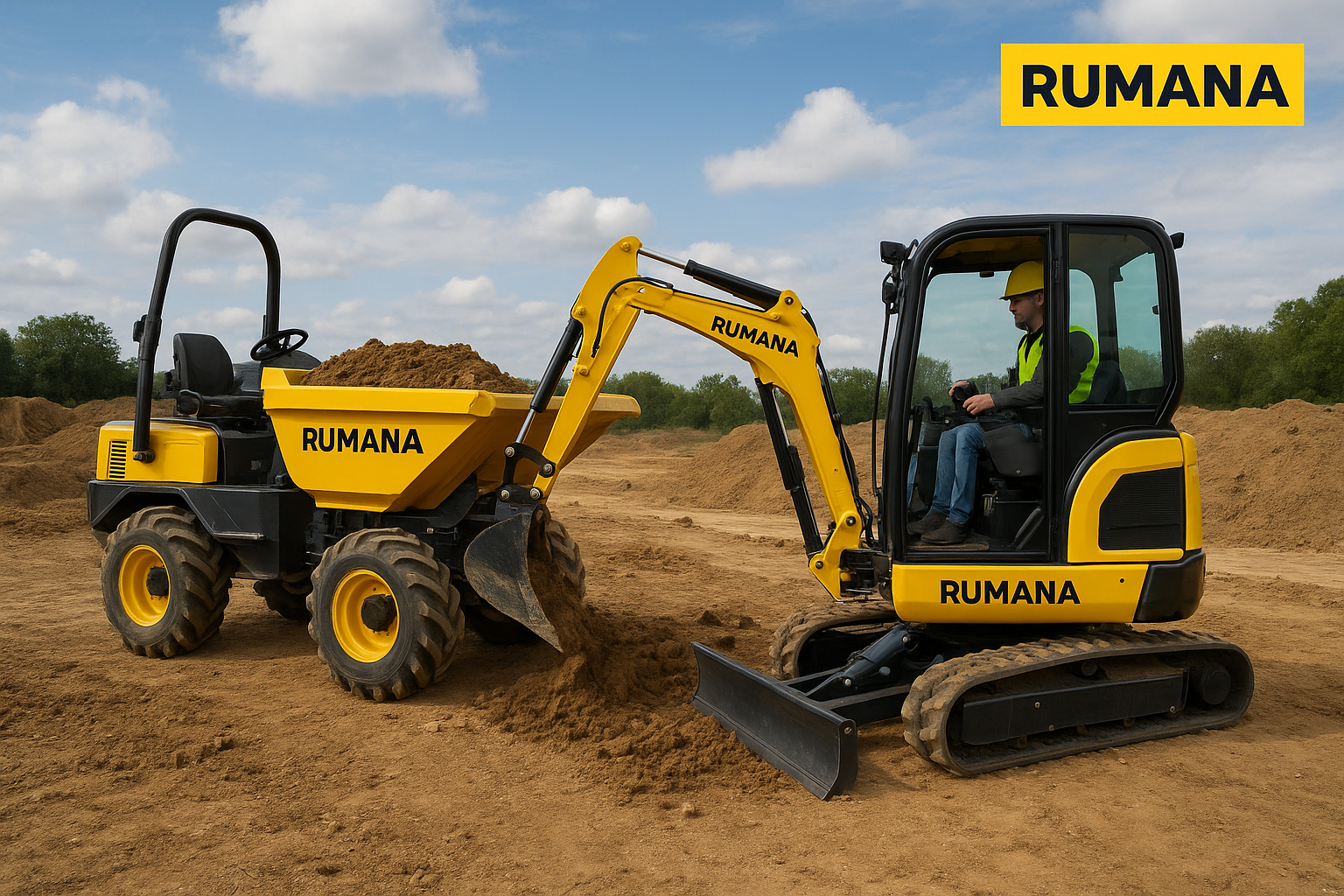 Profesionálny prenájom minibagra a dumpera s obsluhou od firmy RUMANA – Žilina, Trenčín, Trnava, Bratislava a celé Slovensko.