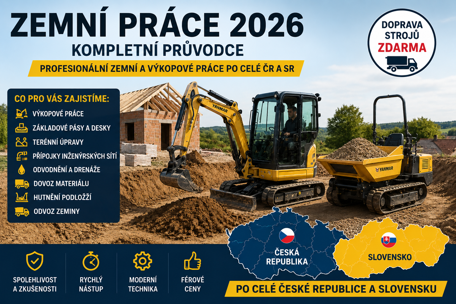 Kompletní průvodce zemními pracemi 2026 | Jak ušetřit na stavbě