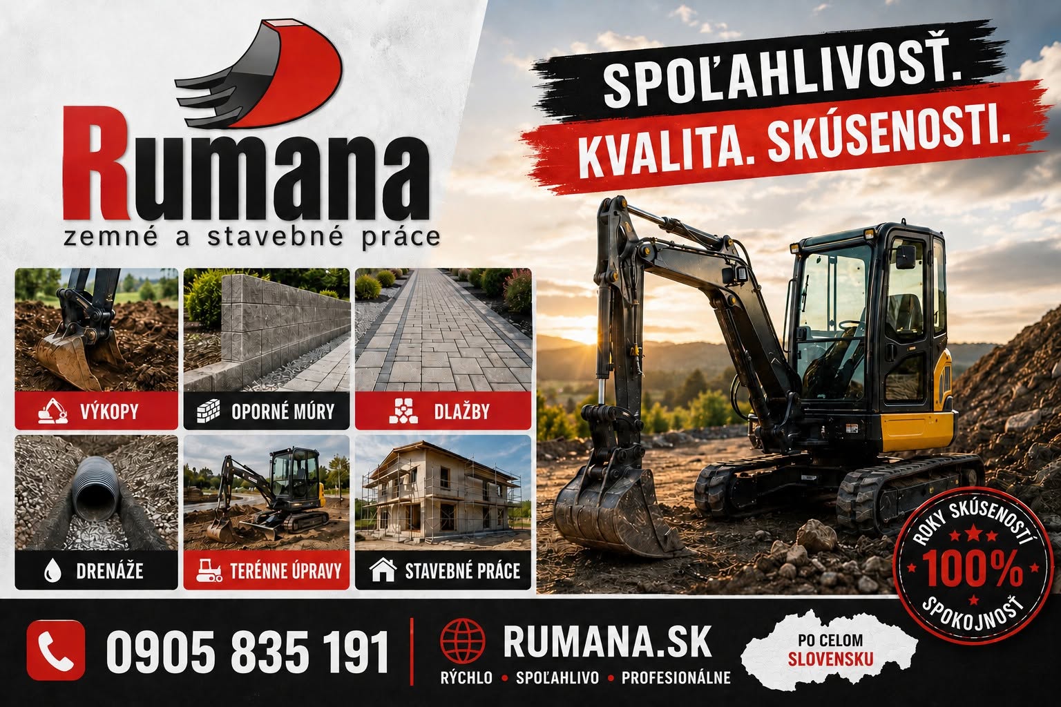 Bager pri realizácii zemných prác a výkopových prác na stavebnom pozemku v Žiline